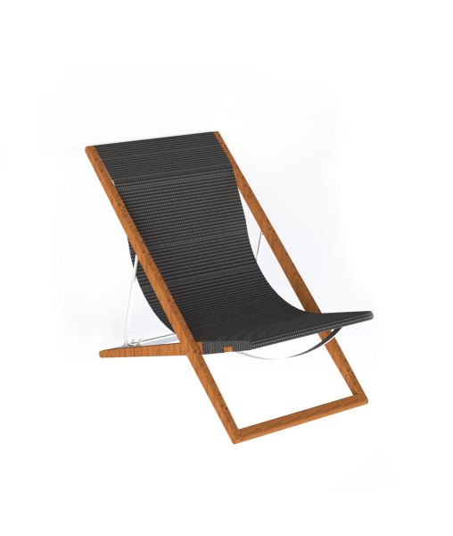 Transat pliant Cosette en teck et toile marron