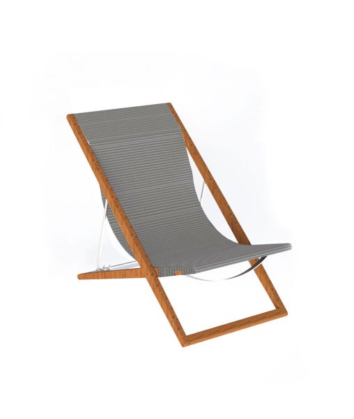 Cosette deckchair in teak with hemp white technical fabric
