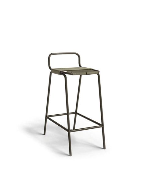 Tabouret Coco graphite avec corde ecru 