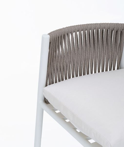 Sgabello Luce seduta in alluminio bianco e schienale in corda