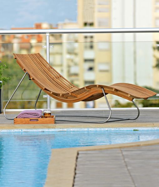 Swing chaise-longue support in stainless steel