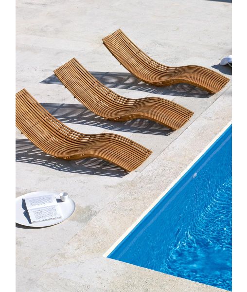 Chaise-longue Swing impilabile di teak 