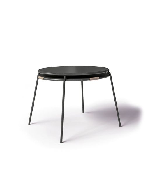 Coco round table graphite with cord ecru