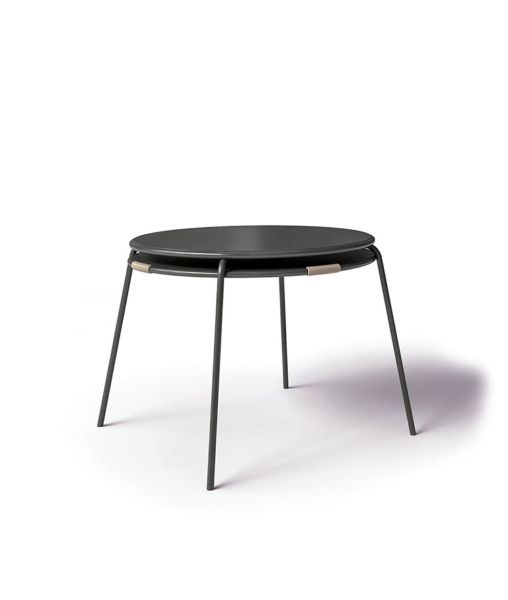 Table ronde Coco graphite avec corde écru