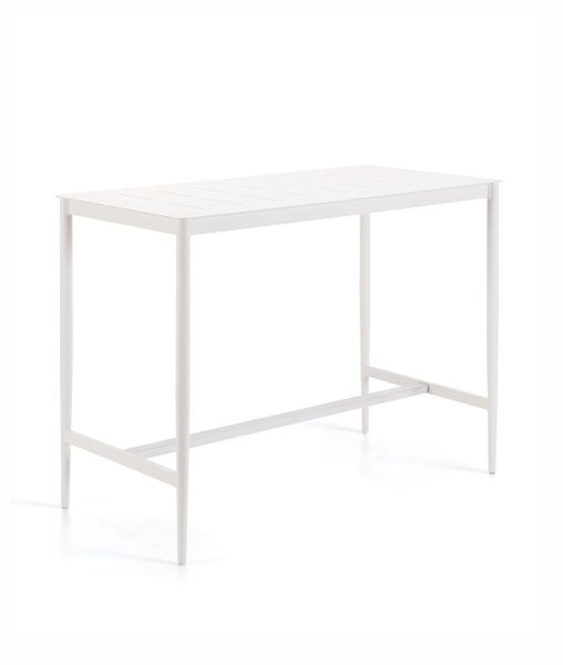 Table carrée haute Luce aluminium blanc ivoire
