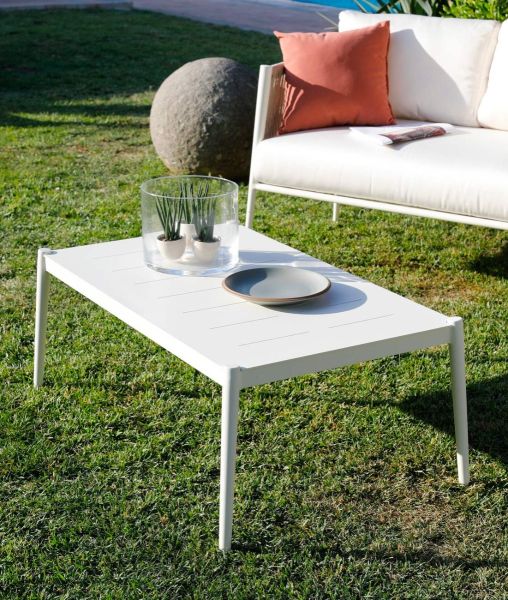 Coffee table rectangular Luce in aluminium white ivory