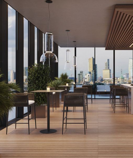 Tavoli Pertre h 110 cm: tavoli alti outdoor per bar e contract

