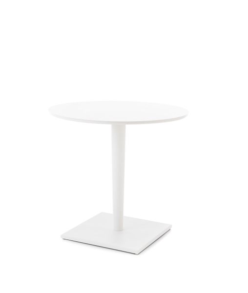 Luce round table in aluminium white ivory