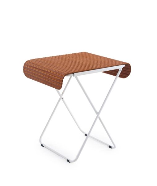 Table folding Urbn Balcony in white steel and Wood-Skin