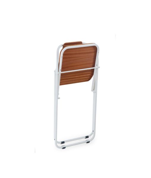 Small armchair folding Urbn Balcony in white steel and Wood-Skin