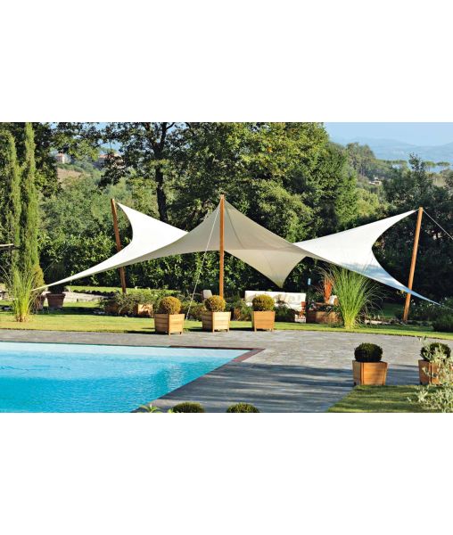 Manta Sailing, hexagonal cm 850 X 736, rods, pickets tensioner and 3 Wooden poles cm 9 X 9 H cm 400