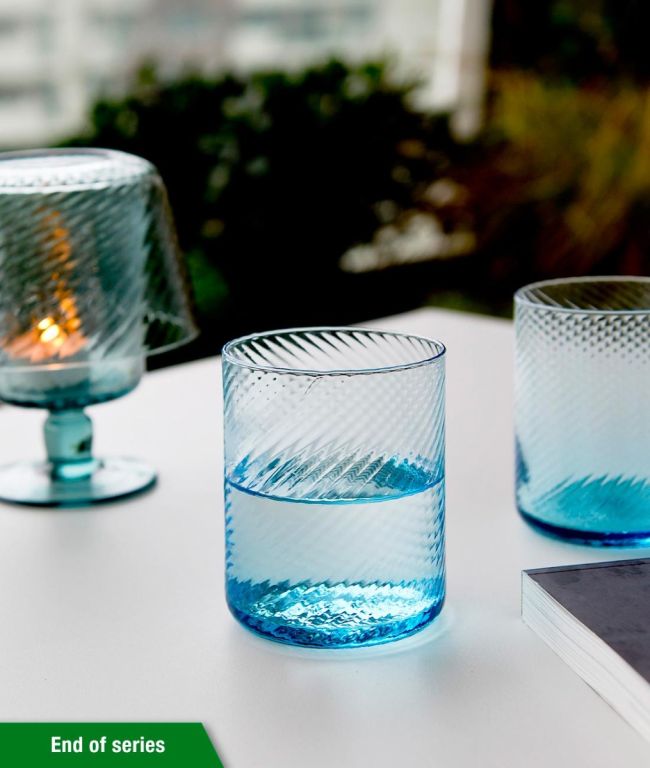 Set mit 6 Gläsern aus türkisfarbenem Rigadin Torsè-Glas