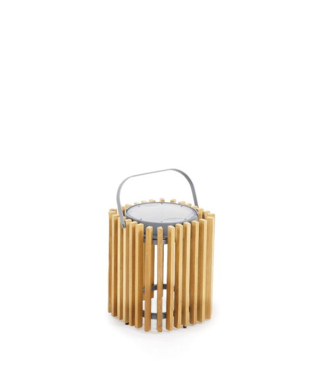 Solare lamp in teak and graphite aluminium