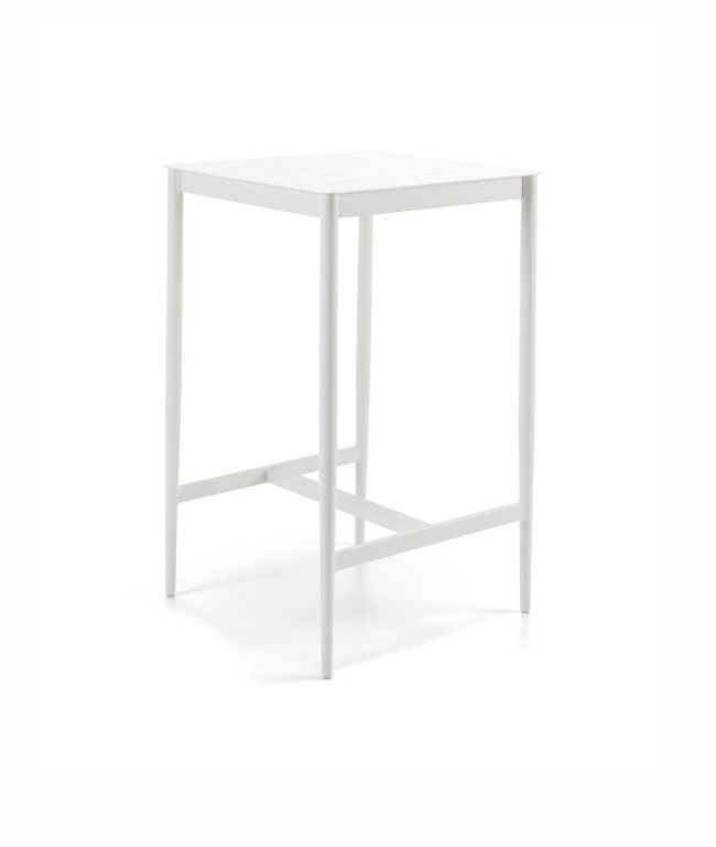 Table haute carrée Luce aluminium blanc ivoire