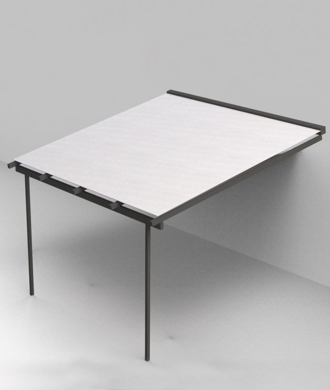 Sliding canopy for wall-mounted Meridienne pergola without roof