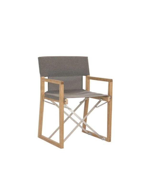 Pevero small armchair in teak cover in brown technical fabric