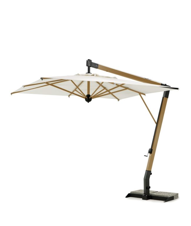 Parasol Salento carré avec mât latéral en aluminium effet bois