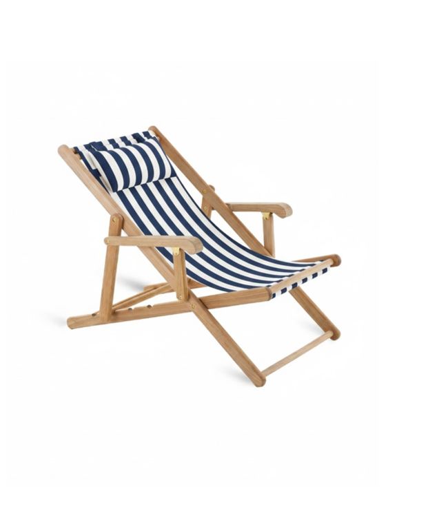 Sdraio Clio in teak con telo Stripes Sea