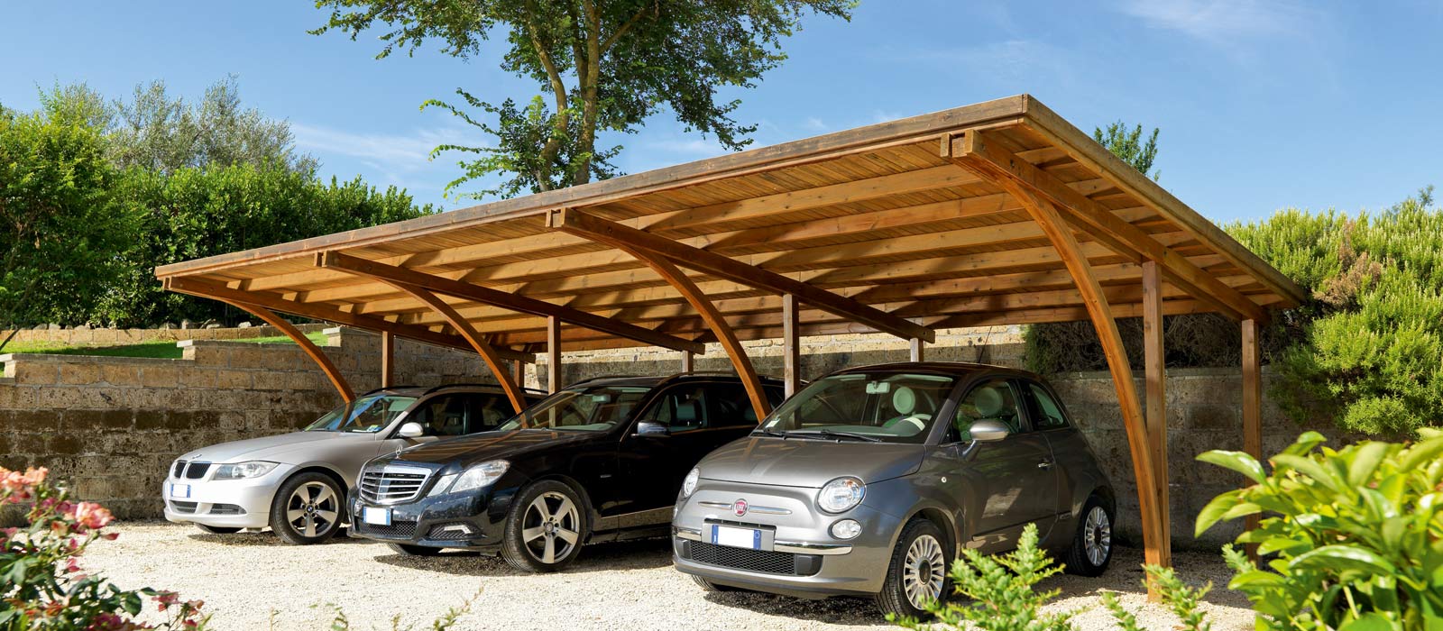 Auvent en bois, abri pour voiture 1 pente - Guillossou - Doizon